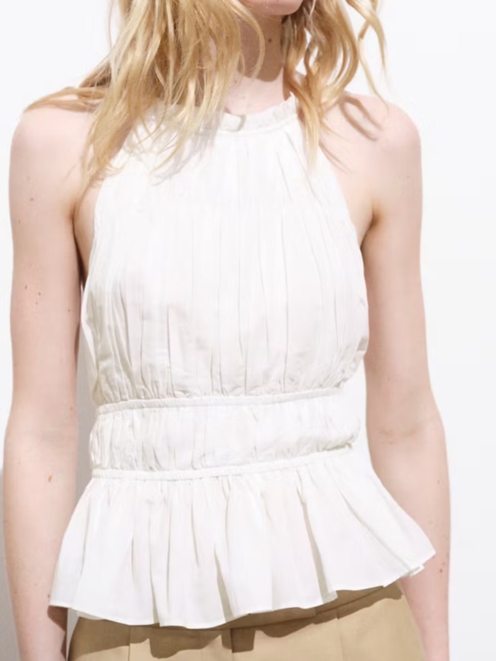Mango White Halter backless Top